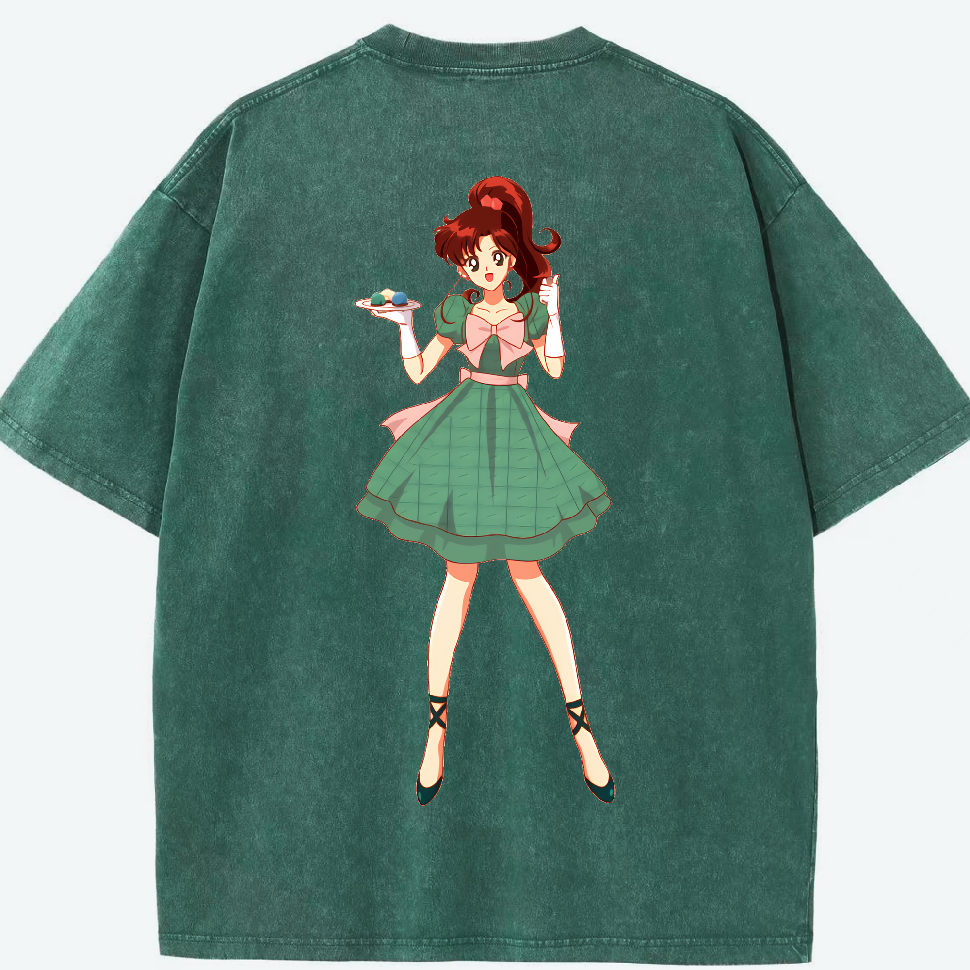 （画像用） 美少女戦士セーラームーン 木野 まこと きの まこと Sailor Moon Kino Makoto （セーラージュピター；Sailor Jupiter） 綿100% ヴィンテージ風 半袖Tシャツ（背面プリント）